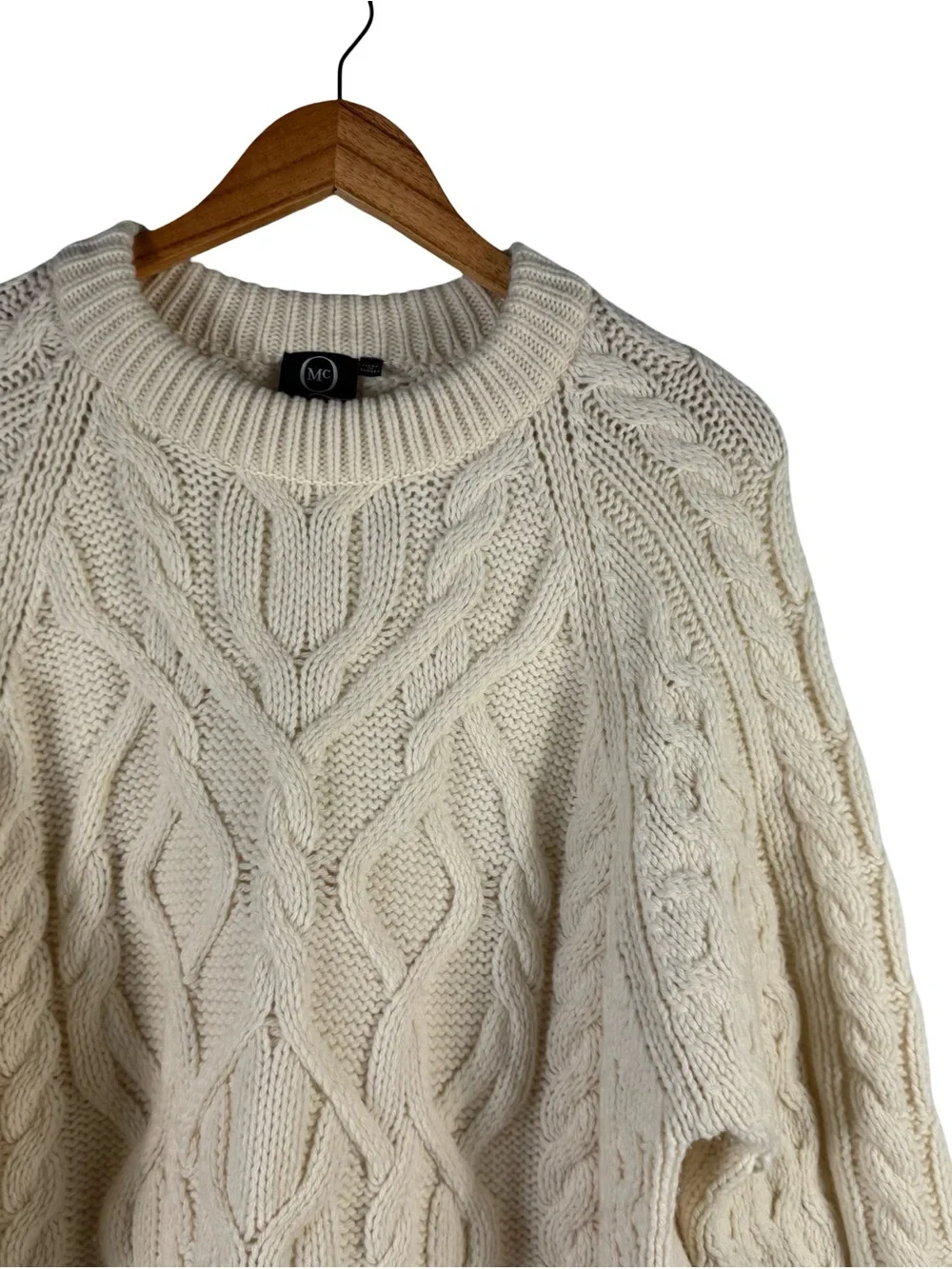 MCQ ALEXANDER MCQUEEN Chunky Cable Knit Cashmere Wool Sweater Cream Men's Size S